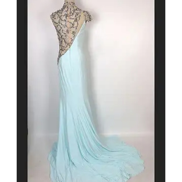 Vienna Prom Red Asymmetrical Neck Dress 10 - Picture 7 of 11